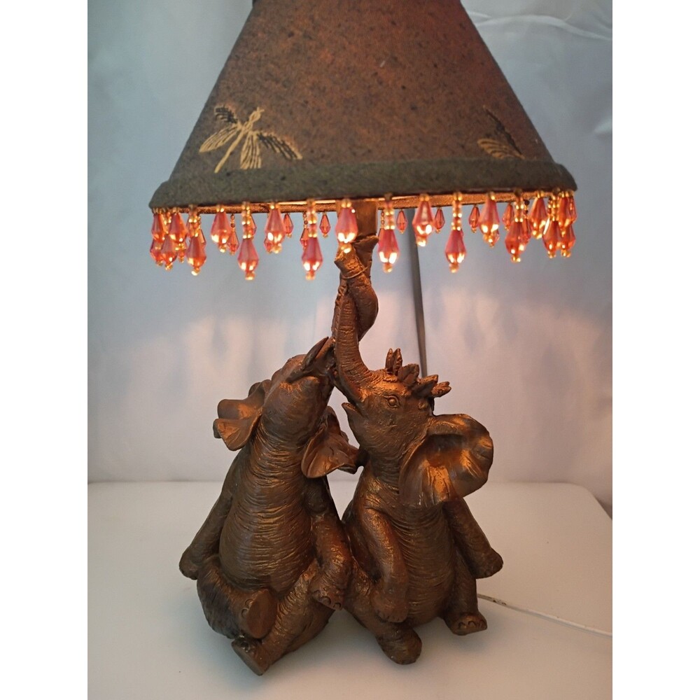 Thorne Mr & Mrs Elephants - Loving Elephant Entwined Trunks Table Lamp